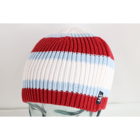 Vtg 90s Y2K Abercrombie & Fitch Babydoll Striped Ribbed Knit Winter Beanie Women main image 7
